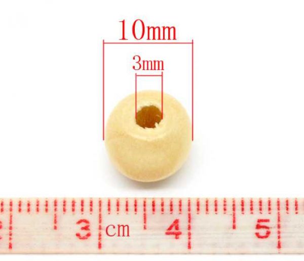 Wooden Beads Round, 10x9mm, 200 pieces approx, Slight Varnish - Bulk,  hole 3mm