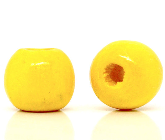Wooden Beads Round, 10x9mm, Yellow, 200pcs