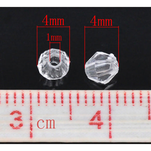 Acrylic Beads Bicone Clear Faceted 4x4mm, 2000pcs