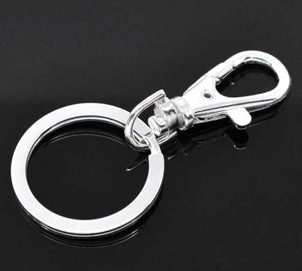 Silver Plated Lobster Clasp with Key Ring, 7cm, 5 pcs