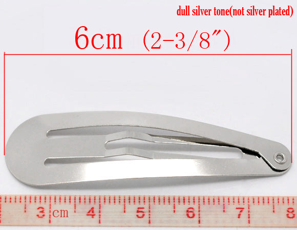 Nickel plated  snap hair clip, 6x1.6cm, 30pcs
