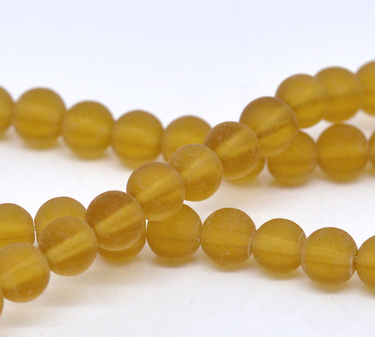 Glass Beads, Round Frosted, Champagne, 6mm, 10 strands - bulk buy