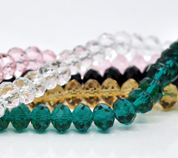 Crystal Glass Faceted Rondelle, 8x6mm, Mixed, 5 strands