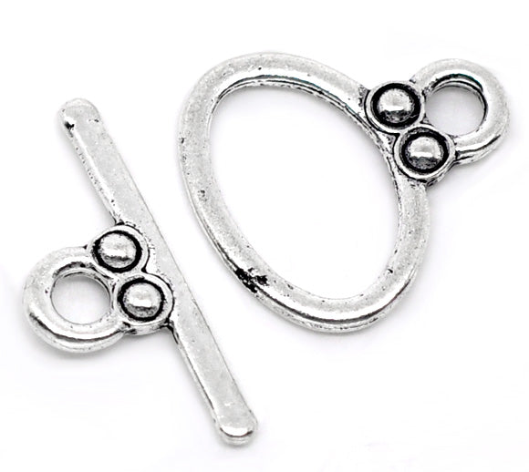 Antique Silver Frame Settings 34x25mm, (fits 20mm Dia) 20pcs - connectors
