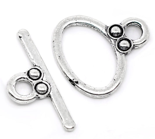 Antique Silver Frame Settings 34x25mm, (fits 20mm Dia) 20pcs - connectors