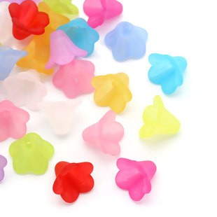 Acrylic Flower Beads, Mixed Colours, 14x10mm, 200 pcs