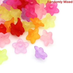 Acrylic Flower Frosted Beads, Mixed, 10x4mm, 800 pcs, WOW