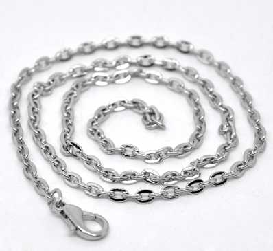 Antique Silver Plate Chain Necklace Lobster Clasp, 4x2.5mm, 18 inches, 12pcs