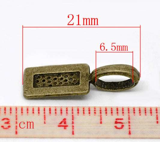 Antique Bronze Plate, Bail 21 x 7mm, Tag shape, glue on pendants  50pcs