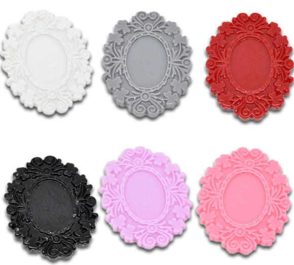 Resin Cabochon Setting, Mixed Colours, 5cm x3.9cm, (fits 25x18mm) 30pcs