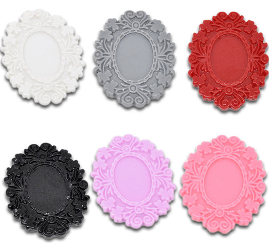 Resin Cabochon Setting, Mixed Colours, 5cm x3.9cm, (fits 25x18mm) 30pcs