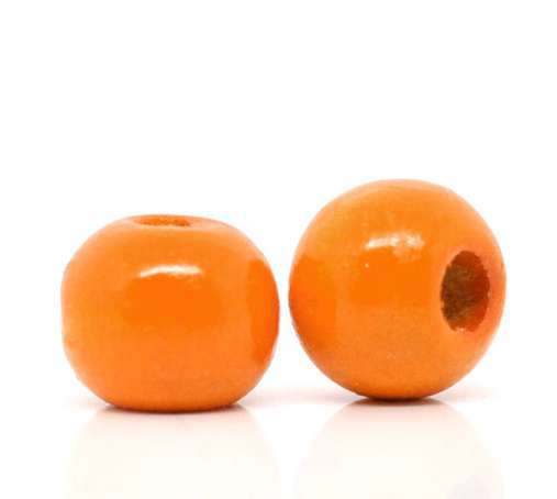 Wooden Beads Round, 10x9mm, Orange, 200pcs