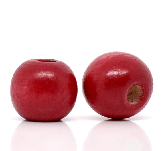 Wooden Beads Round, 10x9mm, Red, 200pcs