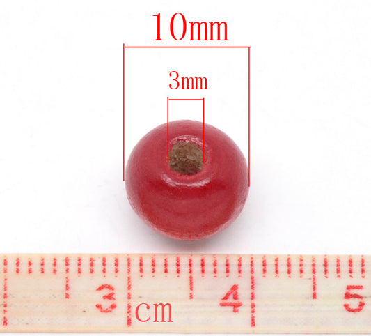 Wooden Beads Round, 10x9mm, Red, 200pcs