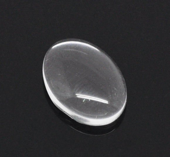 Cabochon, glass, clear, 14x10mm dome. 100pcs