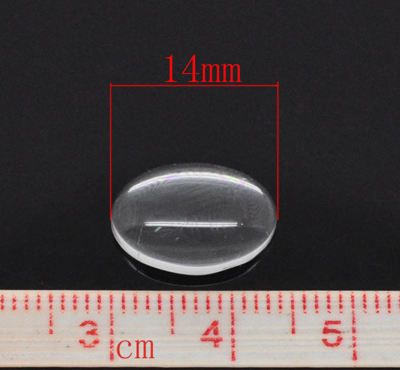 Cabochon, glass, clear, 14x10mm dome. 100pcs