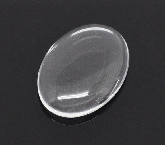 Cabochon, glass, clear, 18x13mm dome. 50pcs