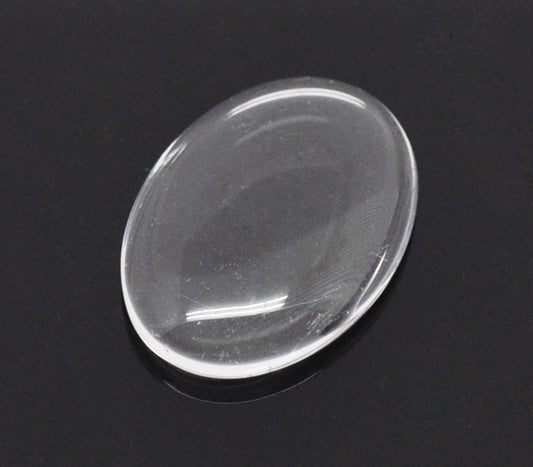 Cabochon, glass, clear, 18x13mm dome. 50pcs