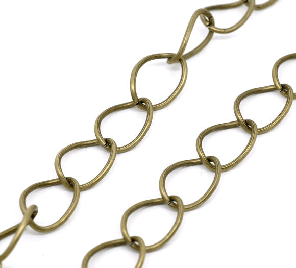 Antique Bronze Links-Opened Chains Findings 24x17mm, 2 metres - chunky