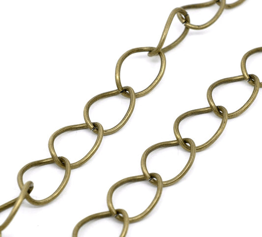 Antique Bronze Links-Opened Chains Findings 24x17mm, 2 metres - chunky