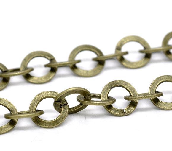 Antique Bronze Round Links-Opened Chains Findings 10mm, 5metres
