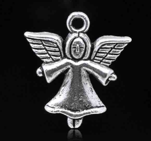 Antique Silver Angel Charm, 21x20mm, 30pcs
