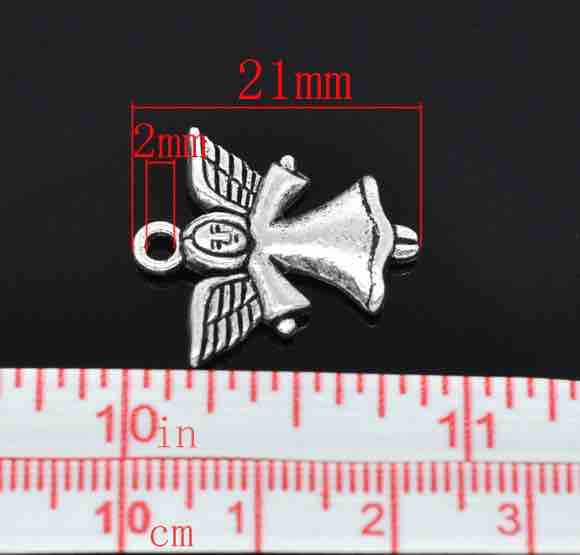 Antique Silver Angel Charm, 21x20mm, 30pcs