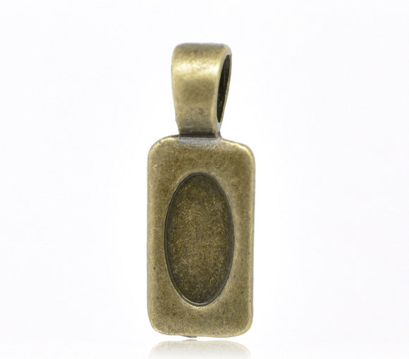 Antique Bronze Plate, Bail 28 x 10mm, Tag shape, glue on pendants  30pcs