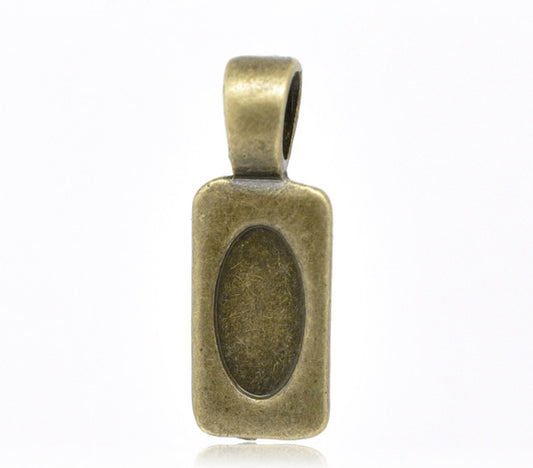 Antique Bronze Plate, Bail 28 x 10mm, Tag shape, glue on pendants  30pcs