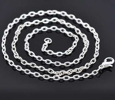 Silver Plate Chain Necklace Lobster Clasp, 4x2.8mm, 18 inches, 12pcs