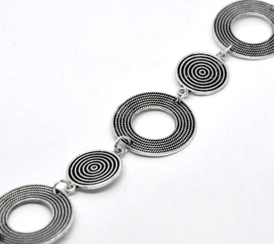 Antique Silver Circle Link Chain, 14.9mm, 1 metre