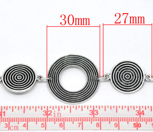 Antique Silver Circle Link Chain, 14.9mm, 1 metre