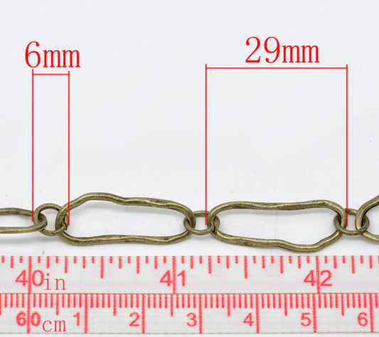 Antique Bronze Big Link Chain 25x9mm, 1metre