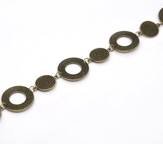 Antique Bronze Circle Link Chain, 14.9mm, 1 metre