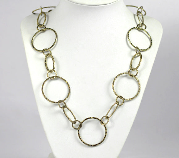 Antique Bronze Round Oval Chain Link Necklace, 100cm