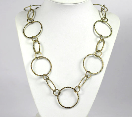 Antique Bronze Round Oval Chain Link Necklace, 100cm
