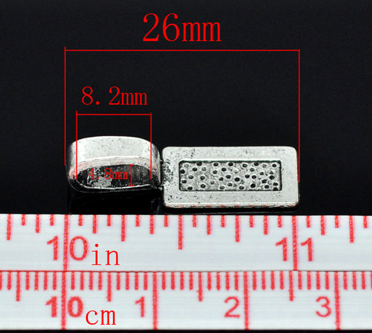 Antique Silver Plate, Bail 26 x 8mm, Bag of 50
