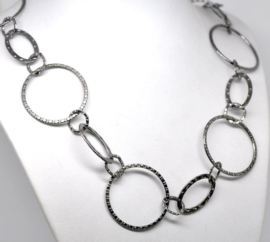 Black Nickel Round Oval Chain Necklace, chunky, 1 metre - Special Price!