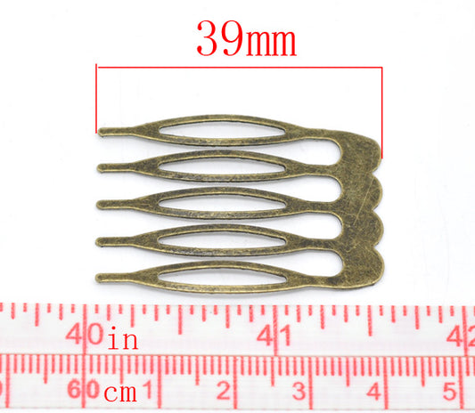 Hair Comb, Antique Bronze, 39 x 26mm, 30pcs