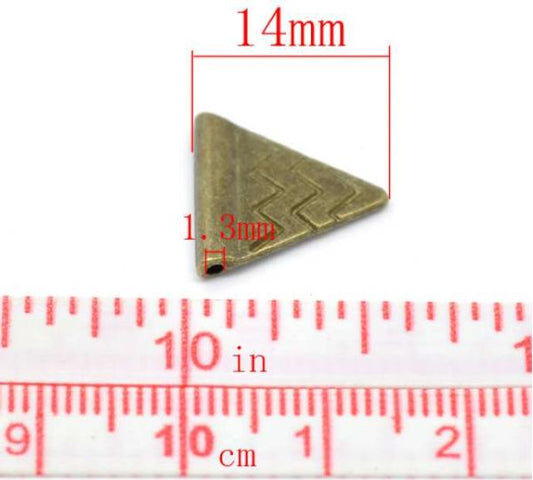 Antique Bronze Triangle Spacer Beads 14x14mm, 60pcs