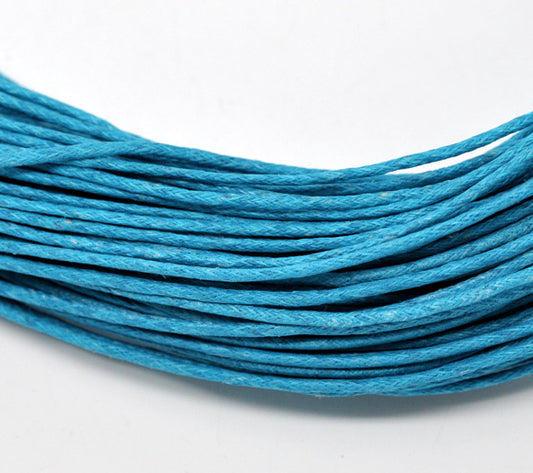 Waxed Cotton Cord, Blue, 1.5mm, 80 metres
