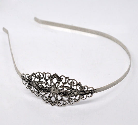 Antique Silver Headband, 38cm x 5cm, 5pcs