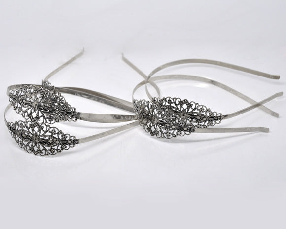 Antique Silver Headband, 38cm x 5cm, 5pcs
