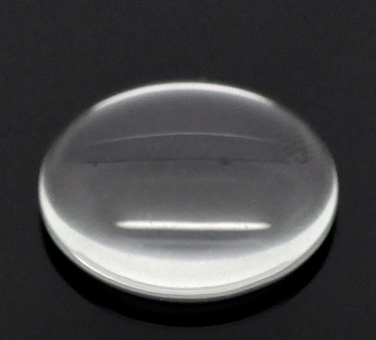 Cabochon, glass, clear, 14mm round dome. 50pcs