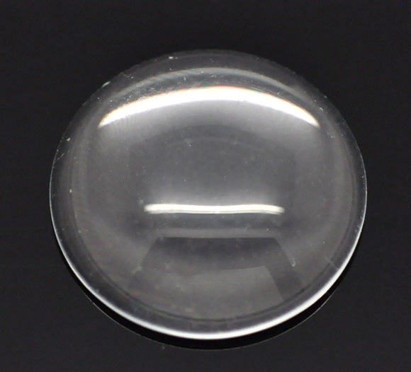 Cabochon, glass, clear, 16mm round dome. 50pcs