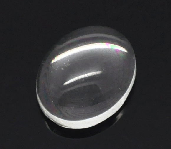 Cabochon, glass, clear, 8 x 10mm oval dome. 100pcs