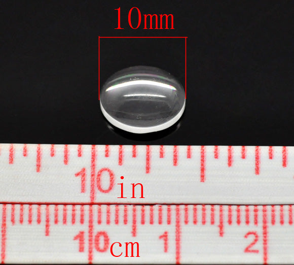 Cabochon, glass, clear, 8 x 10mm oval dome. 100pcs