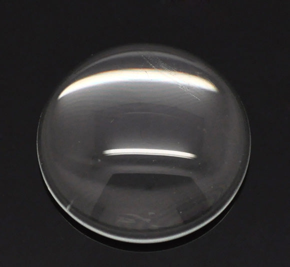 Cabochon, glass, clear, 18mm round dome. 30pcs