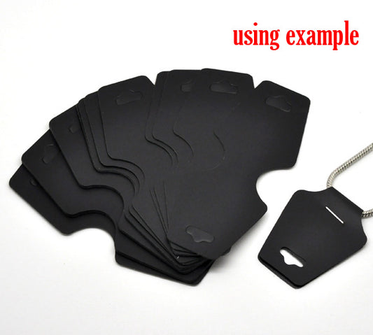 Necklace Display Cards,  11x4.5cm, 50pcs - Black