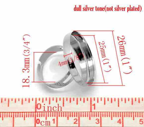 Antique Silver Adjustable Ring Base 18.3mm (fit 25mm), 10pcs